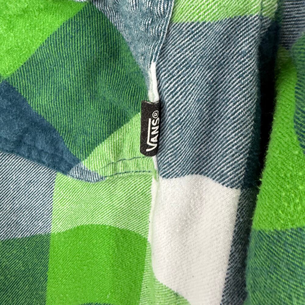Vans Off The Wall Buffalo Plaid Flannel Mens Small Green Blue - Picture 3 of 4